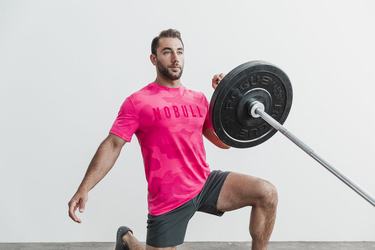 Nobull Men's T Shirts Pink Camo | Australia (FC3146)